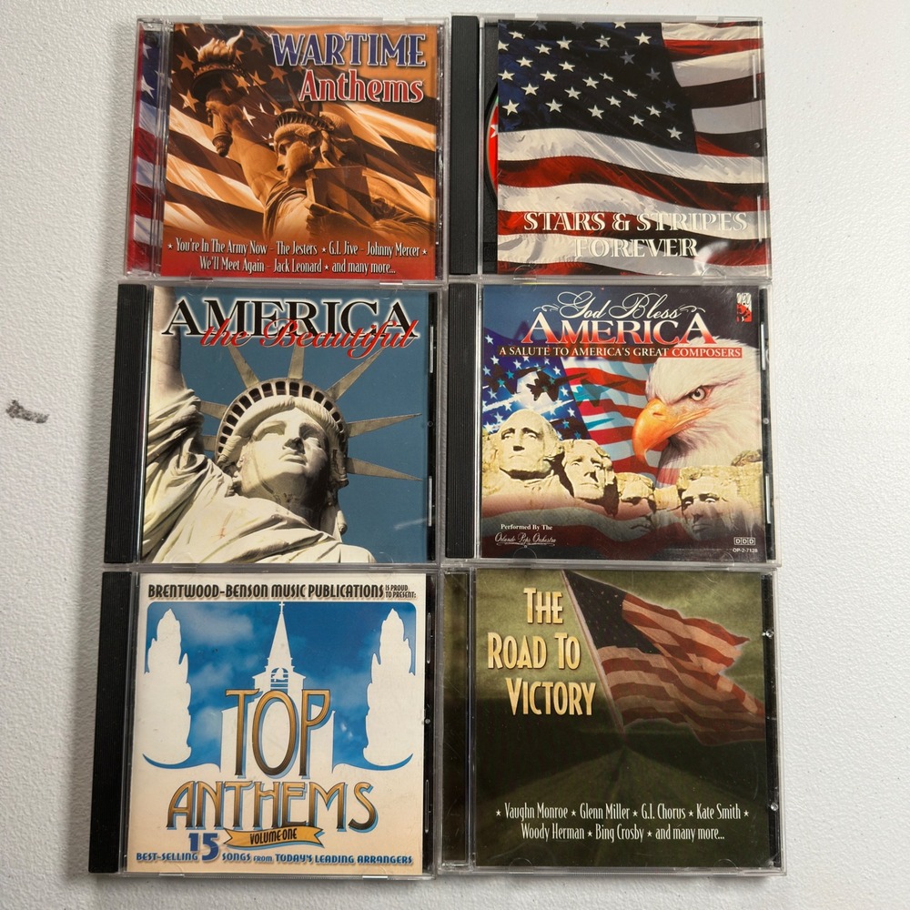 Patriotic Music CD Lot 6pc Wartime Anthems Stars & Stripes Road To Victory 1990s